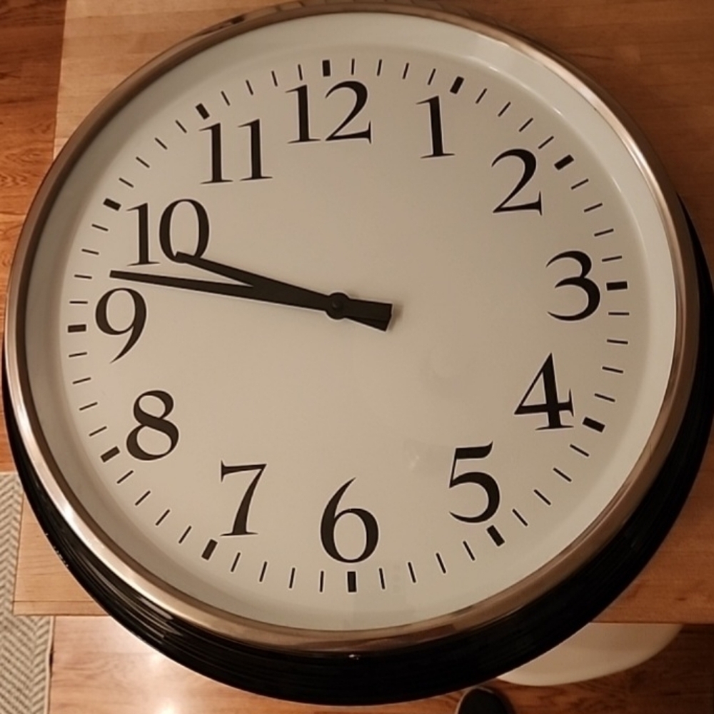 IKEA 2 FT WALL CLOCK LARGE 24" METAL STAINLESS STEEL BLACK. OFFICE,COMPANY, HOME